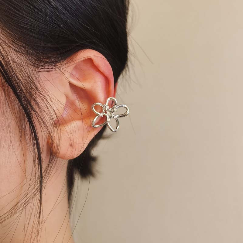 Silver Zircon Key Lock Open Ring & Tassel Ear Cuff Set