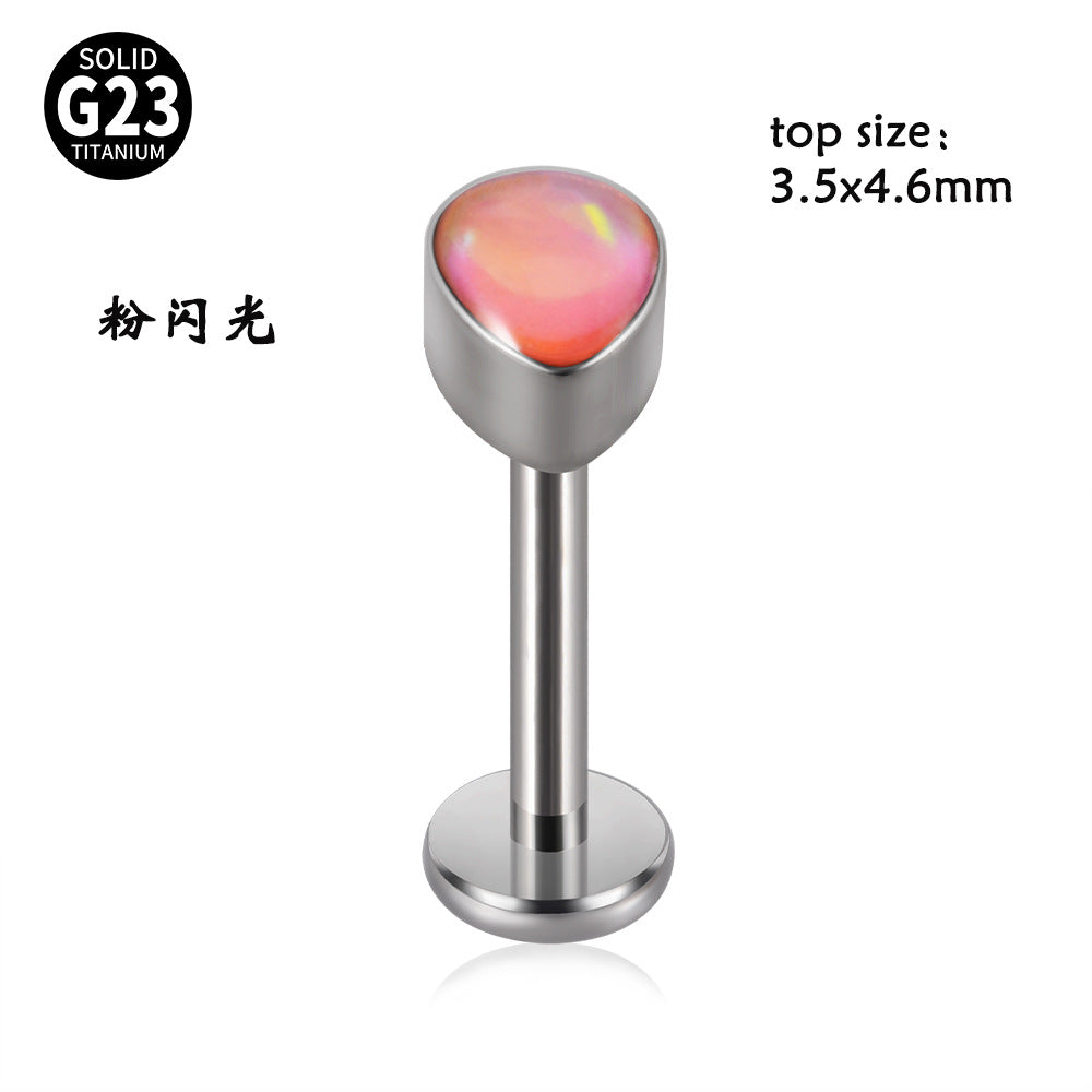 G23 Titanium Opal Resin Water Drop Ear Cartilage & Lip Ring Studs