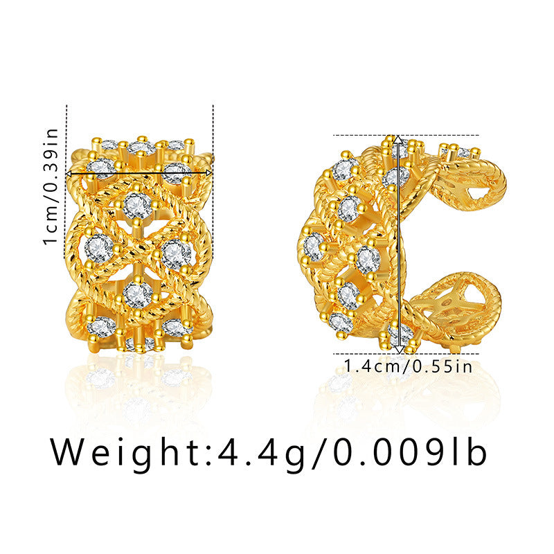 Elegant Butterfly Zircon 18k Gold Plated Copper Ear Cuffs