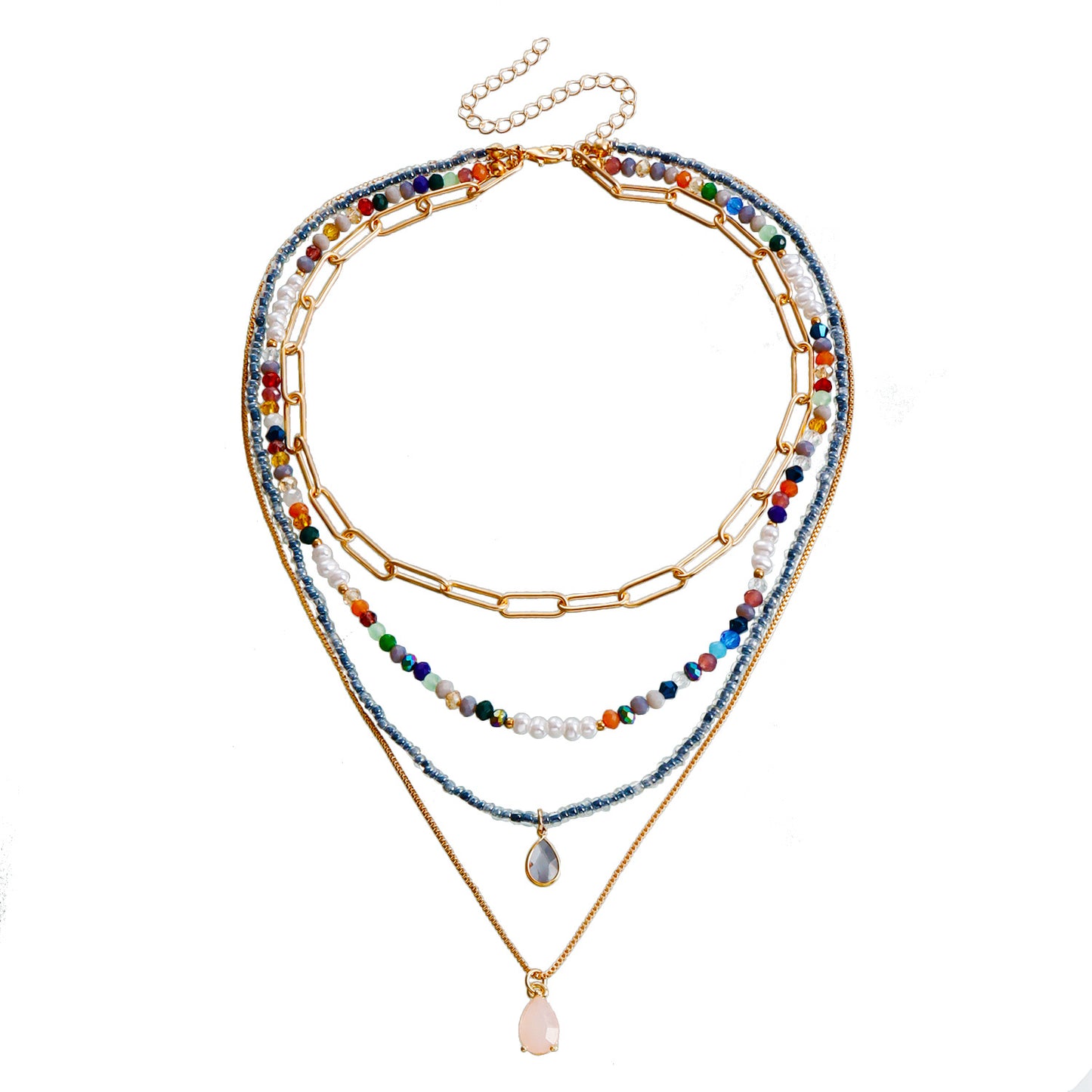 Bohemian Star Moon Multicolor Beaded Layered Necklace