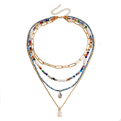 Bohemian Star Moon Multicolor Beaded Layered Necklace