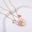 Cute Heart & Butterfly Alloy Enamel Pendant Necklace Set for Children