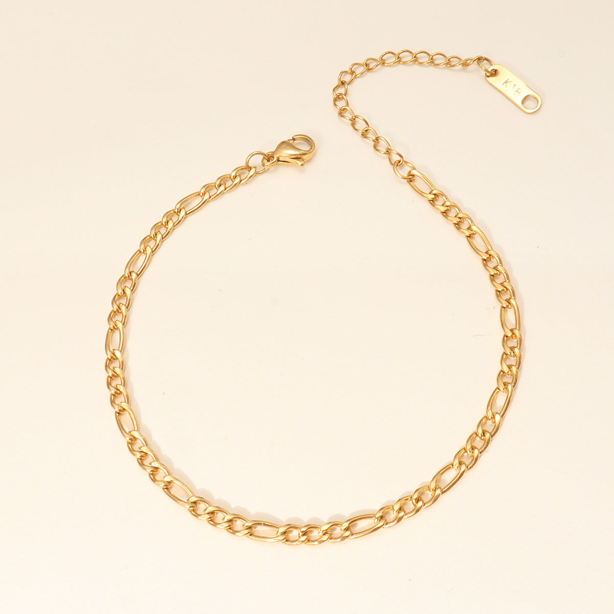 Minimalist 18k Gold Plated Stainless Steel Figaro Box Chain Anklet