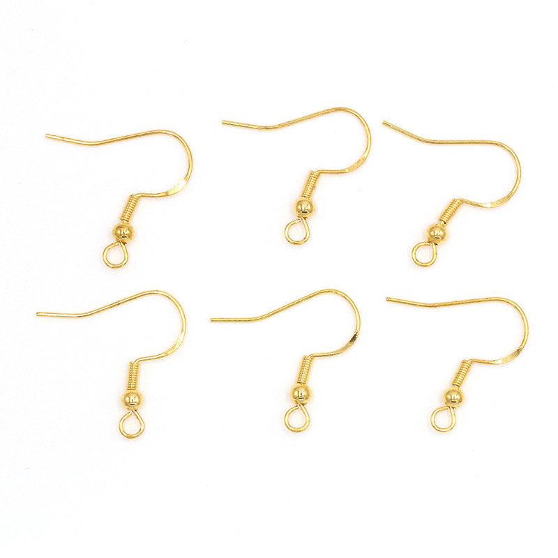 Copper Geometric U-Shaped Earring Hooks with Bead for DIY Jewelry Making