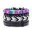 Bohemian Multicolor Beaded Leather Braided Unisex Bracelet Set