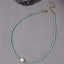 Casual Vintage Blue Turquoise Beaded Necklace with Freshwater Pearl and Natural Stone