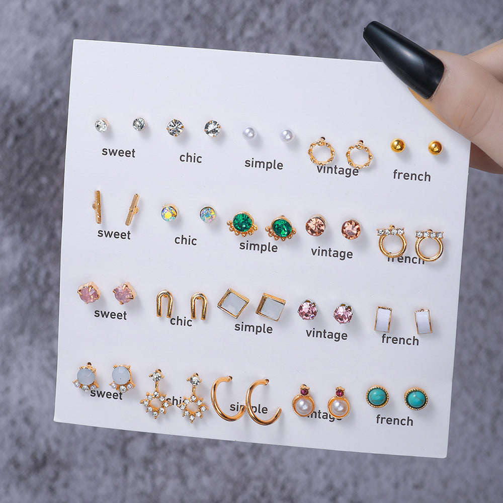 1 Set Cute Colorful Flower Resin Ear Studs - 20 Pairs Earrings Set