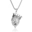 304 Stainless Steel Lion Pendant Necklace with Crown and Rhinestones - Modern Punk Style