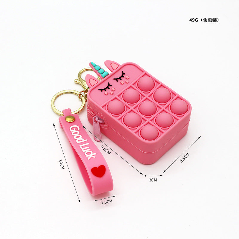 Cute Animal Silicone Keychain and Pop Bubble Coin Purse for Kids