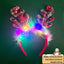 Christmas LED Light-Up Reindeer Antler Headband with Feather Trim