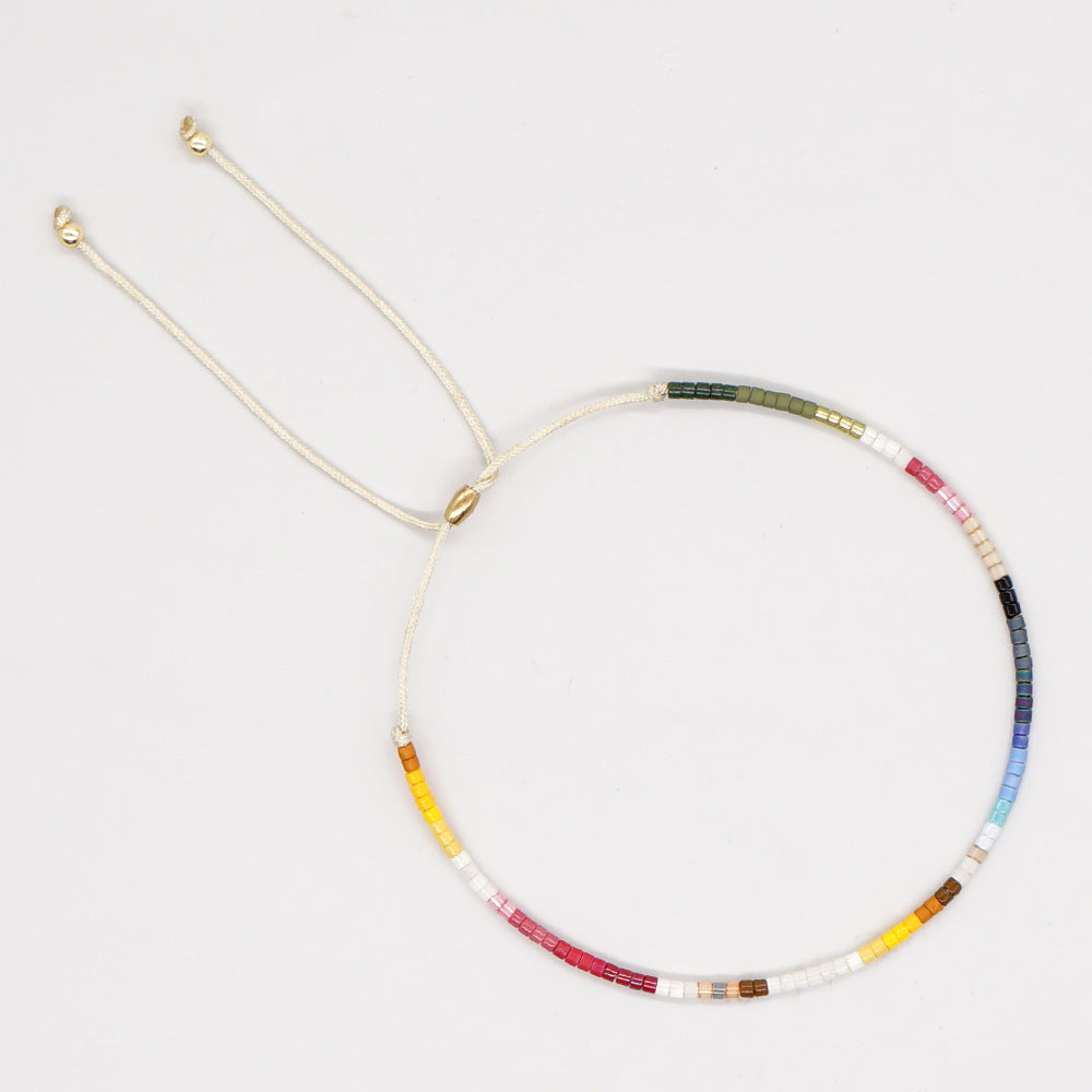 Minimalist Stainless Steel Rope and Colorful Beaded Bracelet Set