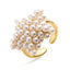 Copper 18K Gold Plated Elegant Heart & Star Shape Pearl Open Ring