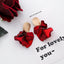 Sweet Exaggerated Red Rose Petal Tassel Earrings Retro Sexy Long Acrylic New Year Bride Earrings