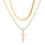 Simple Classic Cross Gold Plated Layered Necklace with Pearl Pendant