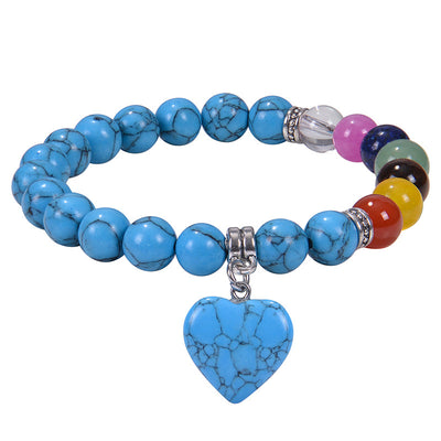 Elegant Heart Shape Natural Stone Beaded Bracelet for Women