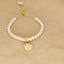 18K Gold Plated Adjustable Letter Pendant Imitation Pearl Bracelet