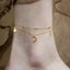 Fashion Titanium Steel Butterfly & Sterling Silver Star Moon Layered Anklet Bracelet