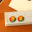 1 Pair Bohemian Geometric Enamel Abstract Design 18K Gold Plated Ear Studs