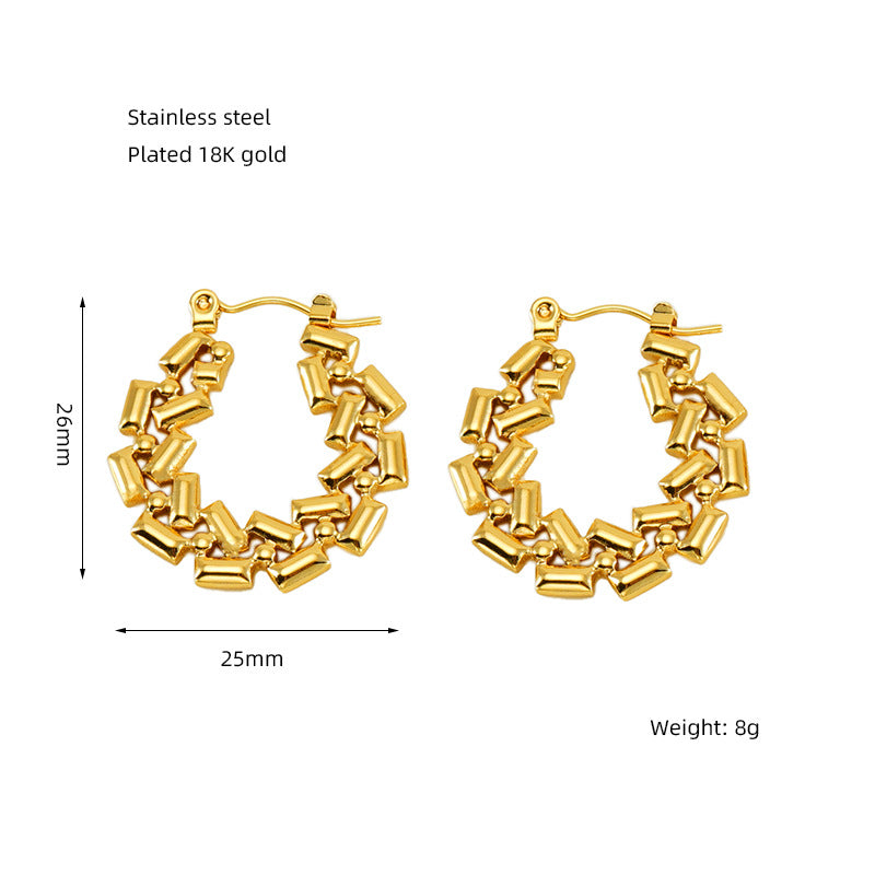 Elegant Gold Plated Stainless Steel Vintage Design Earrings for Women