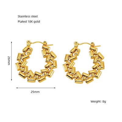 Elegant Gold Plated Stainless Steel Vintage Design Earrings for Women