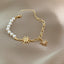 Elegant Heart-Shaped Zircon and Pearl Bracelet