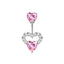 Heart Shape Rhinestone Inlay 316 Stainless Steel Belly Rings Set