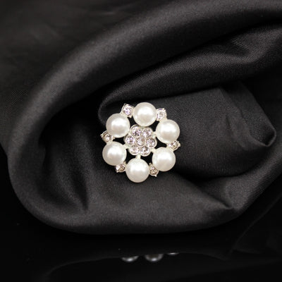 Zinc Alloy Rhinestone Pearl Flower Decorative Buckle 23mm