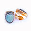 Exaggerated Irregular Agate Gemstone Gold Plated Open Ring