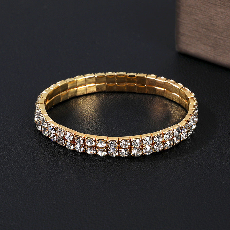 Korean Version Of Jewelry Wholesale Full Diamond Single Row Elastic Bracelet Shiny Bracelet