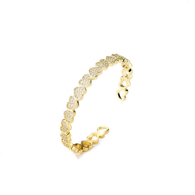 18K Gold Plated Heart-Shaped Bracelet with Micro-Inlaid Zircon