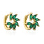 Fashion Leaf Copper Gold Plated Zircon Hoop Earrings 1 Pair