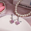 Simple Star Heart Bow Knot Zircon Drop Earrings with Pink Rabbit Dolphin Cat Studs