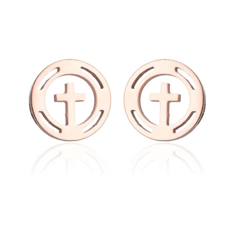 1 Pair Retro Cross Stainless Steel Plating Ear Studs