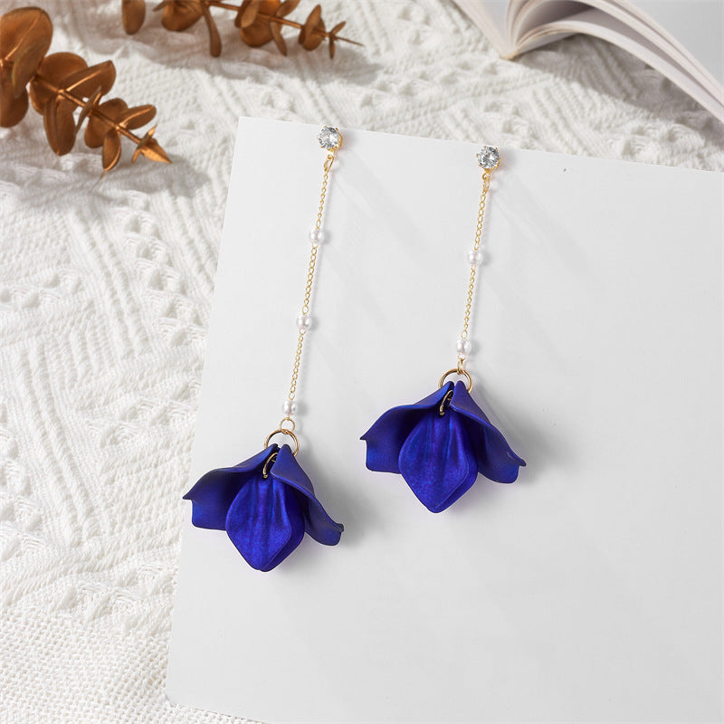 Simple Style Leaf Acrylic and Pearl Flower Drop Earrings for Women