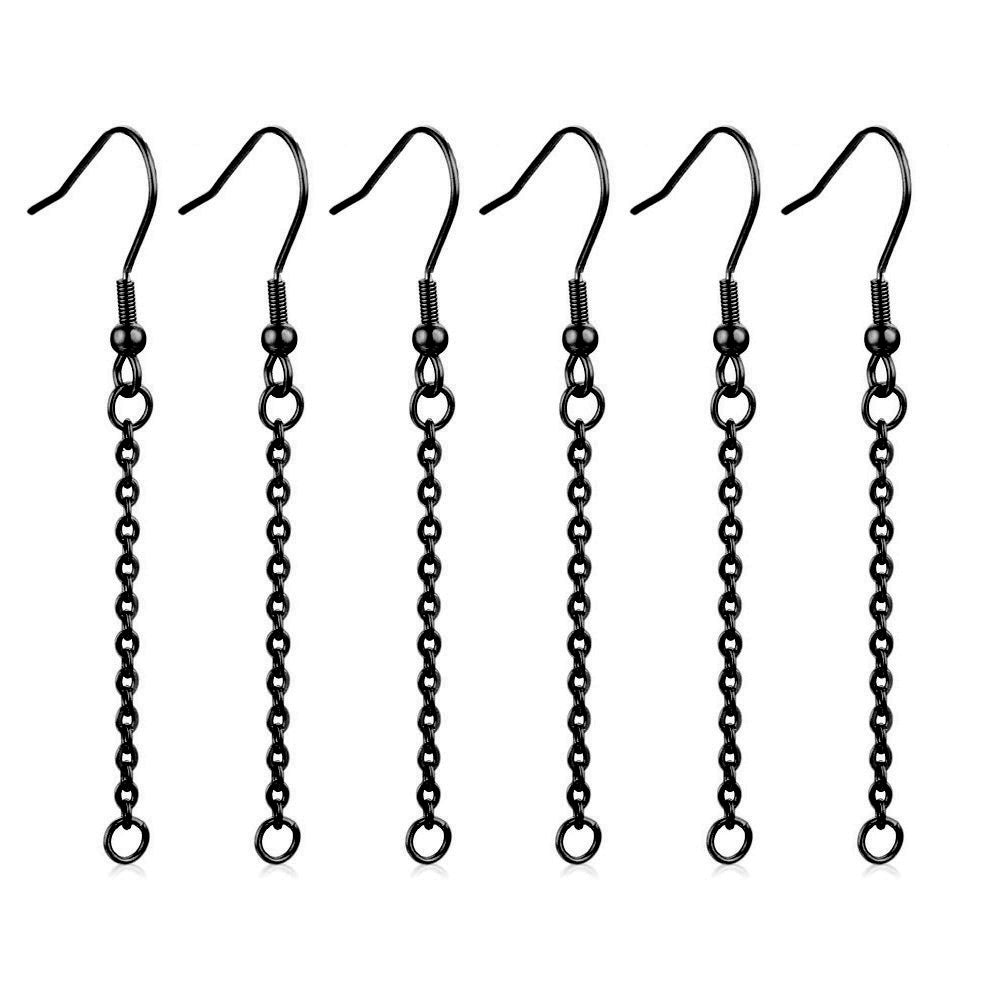 20 PCS Stainless Steel Hook Earring Findings with Extension Chain for DIY Jewelry Making