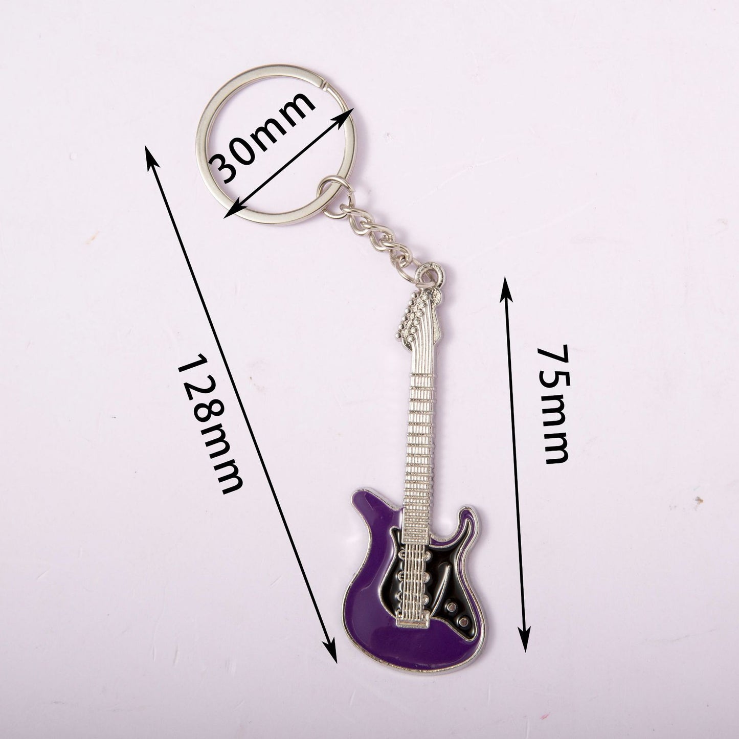 Cute Guitar Zinc Alloy Keychain with Custom Engraving