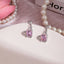 Simple Star Heart Bow Knot Zircon Drop Earrings with Pink Rabbit Dolphin Cat Studs