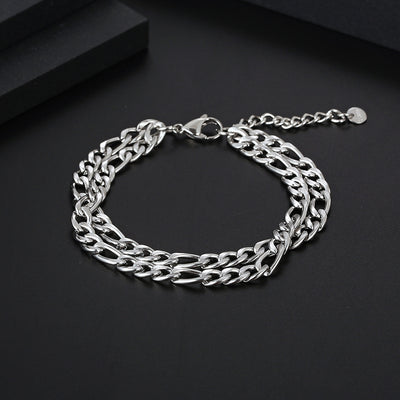 Hip-Hop Geometric Titanium Steel Double Layer Unisex Bracelets 2024