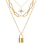 Alloy Heart Lock Multi-Layer Pendant Necklace - Minimalist Retro Design