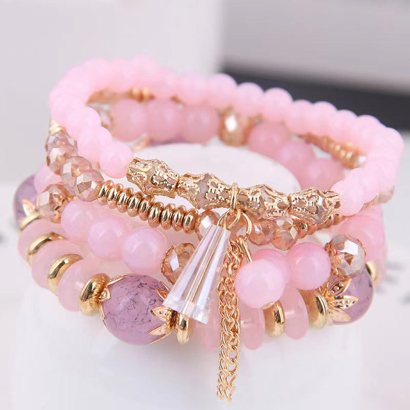 Bohemian Multi-Layer Beaded Tassel Bracelet for Women