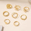 Butterfly Leaf Alloy Ring Set - 18K Gold Floral Stackable Rings for Women (8 Pieces)