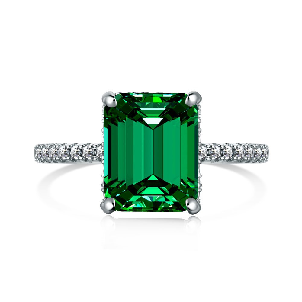 1 Piece Geometric Sterling Silver Emerald Cut Zircon Ring