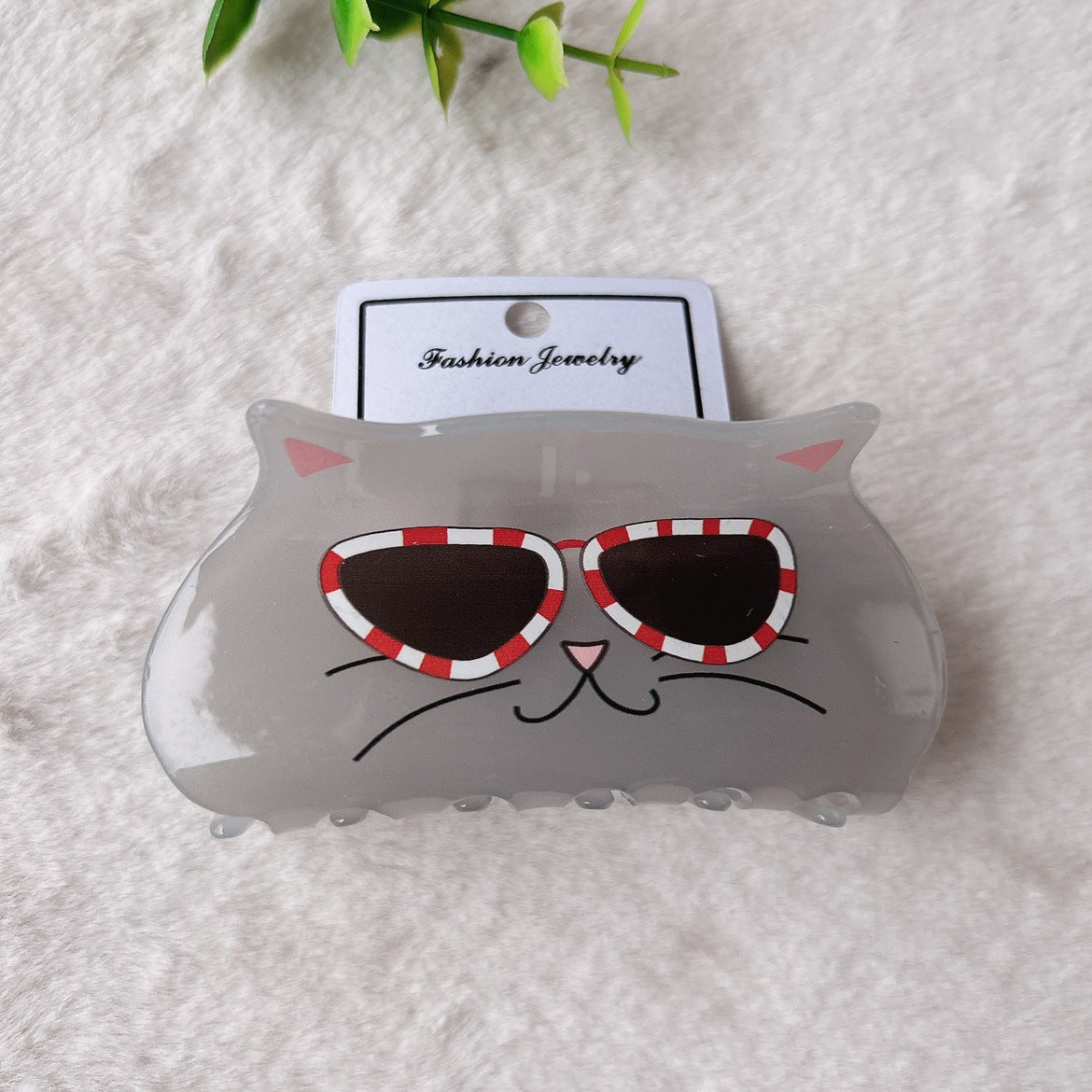 Sweet Cat Acrylic Cartoon Hair Claw Clip - Non-Slip Cute Design