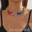 Elegant Colorful Oval Crystal Choker Necklace