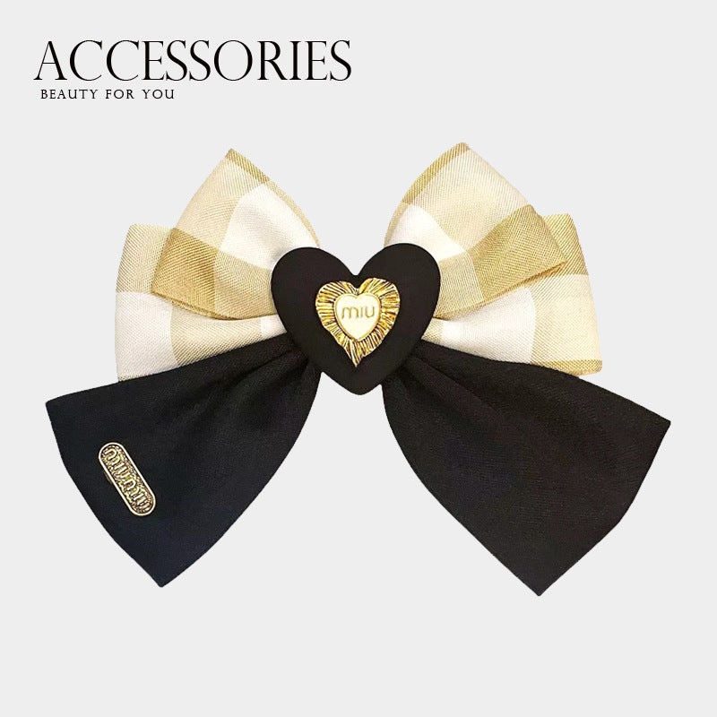 Women's Heart Shape Bow Knot Hair Claw Clip - Retro Versatile Hair Accessory