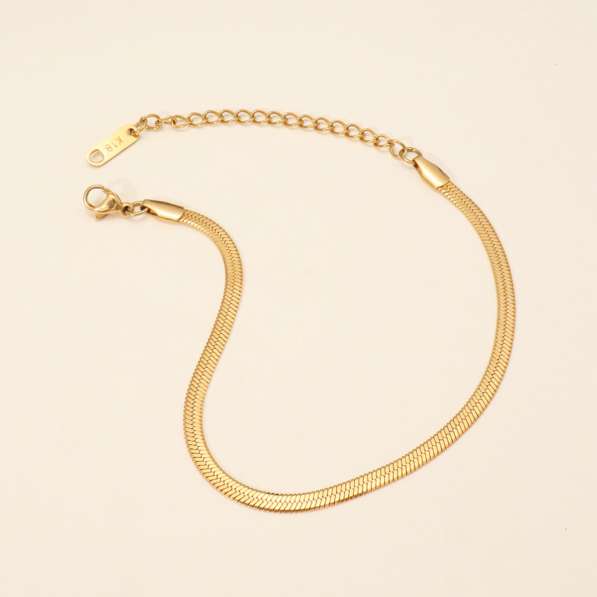 18K Gold Plated Stainless Steel Geometric Figaro Box Twist Chain Bracelet for Women