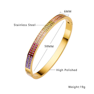 Casual Titanium Steel Zircon Inlay 18k Gold Plated Ring and Bracelet Set