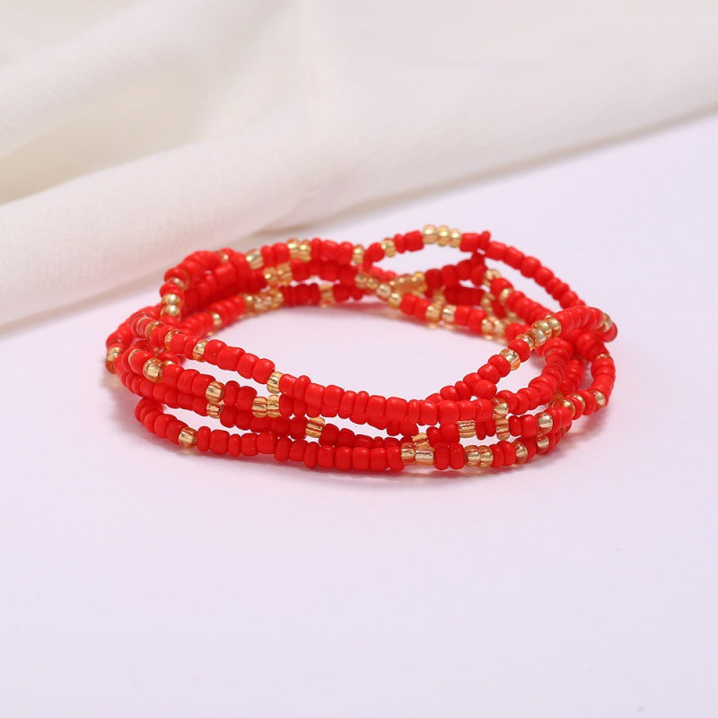 Wholesale Multi-Layer Geometric Seed Bead Plated Waist Chain