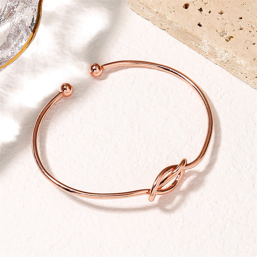 Simple Geometric Knot Open Cuff Bangle Bracelet