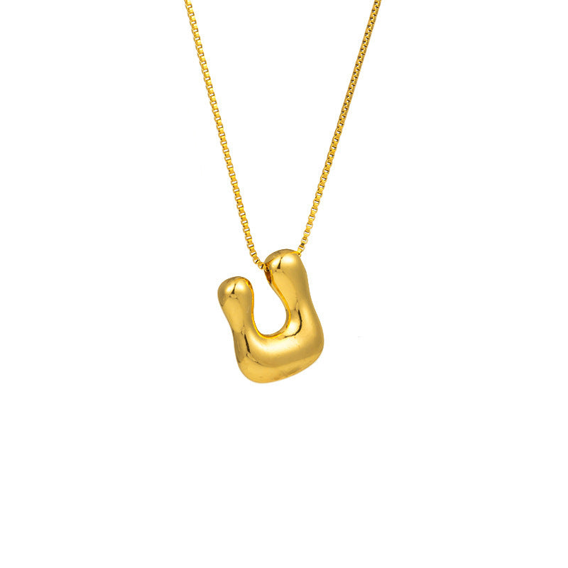 304 Stainless Steel Gold Plated Bubble Letter Necklace